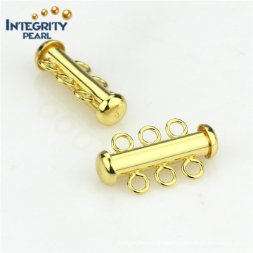 3 Rows Tube Clasp 925 Sterling Silver Golden Color Custom Clasp
